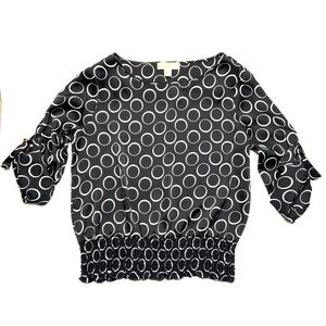 MICHAEL Michael Kors Elastic Waist Camp Sleeve Geometric Print Blouse